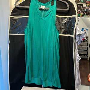 CAbi Top Blouse Green Dotted Tank Vneck Small Sleeveless